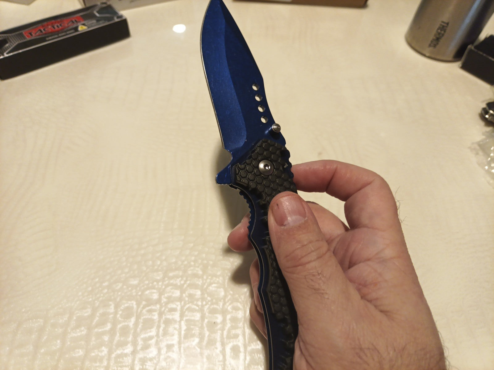 Razor - Assisted Opening Liner Lock Knife' Blue And Black5