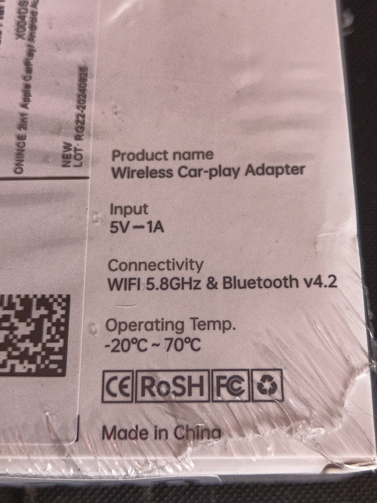 ONINCE Apple 4th Gen RGB CarPlay Wireless Adapter....New Sealed2