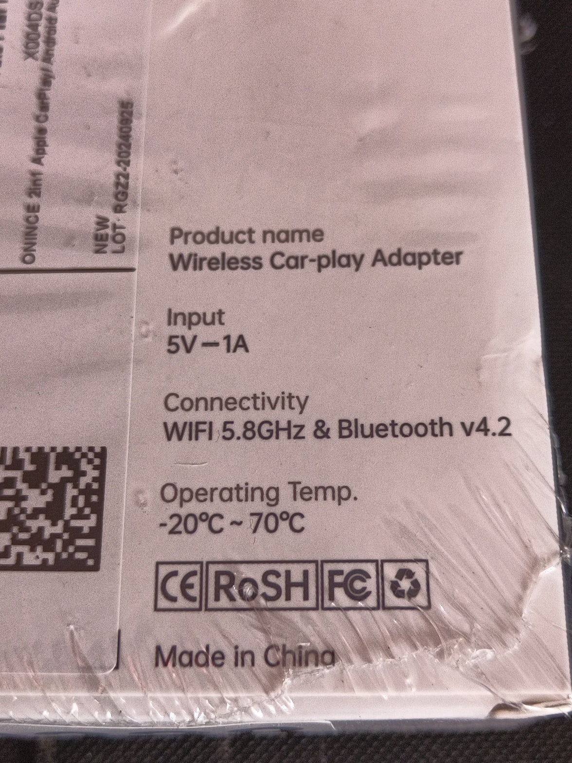 ONINCE Apple 4th Gen RGB CarPlay Wireless Adapter....New Sealed2