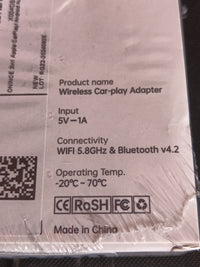 ONINCE Apple 4th Gen RGB CarPlay Wireless Adapter....New Sealed2