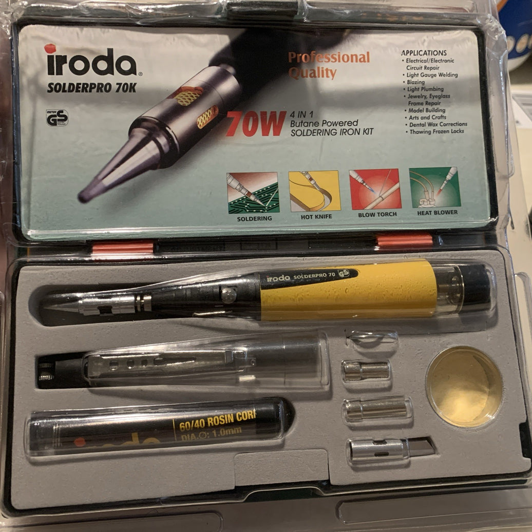 IRODA SolderPro 70K Cordless Butane Gas Soldering Iron 4-In-1 Kit 25-80W0