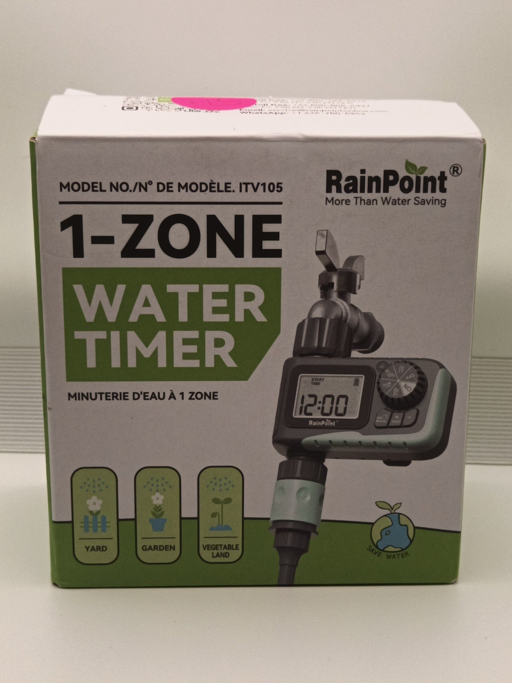 Rainpoint 1-Zone Water Timer Model ITV105 Water Saving Outdoor 3/4" Hose Timer 0