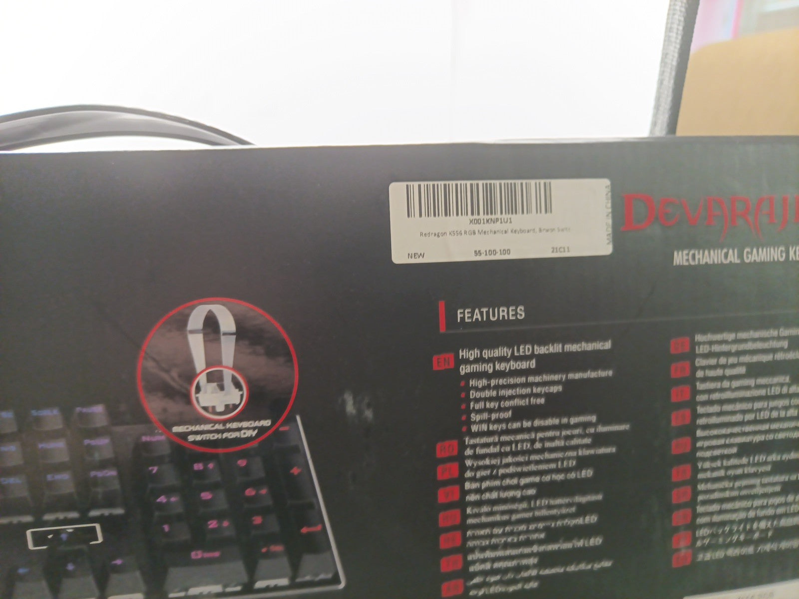 Red Dragon Devarajas Mechanical Gaming Keyboard*New5