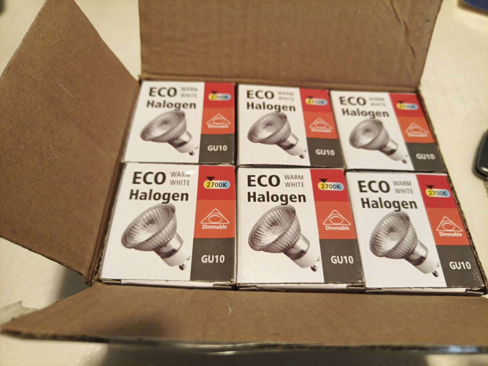 6-pack Eco Light Bulb Warm White GU10 50w 2700k Dimmable7