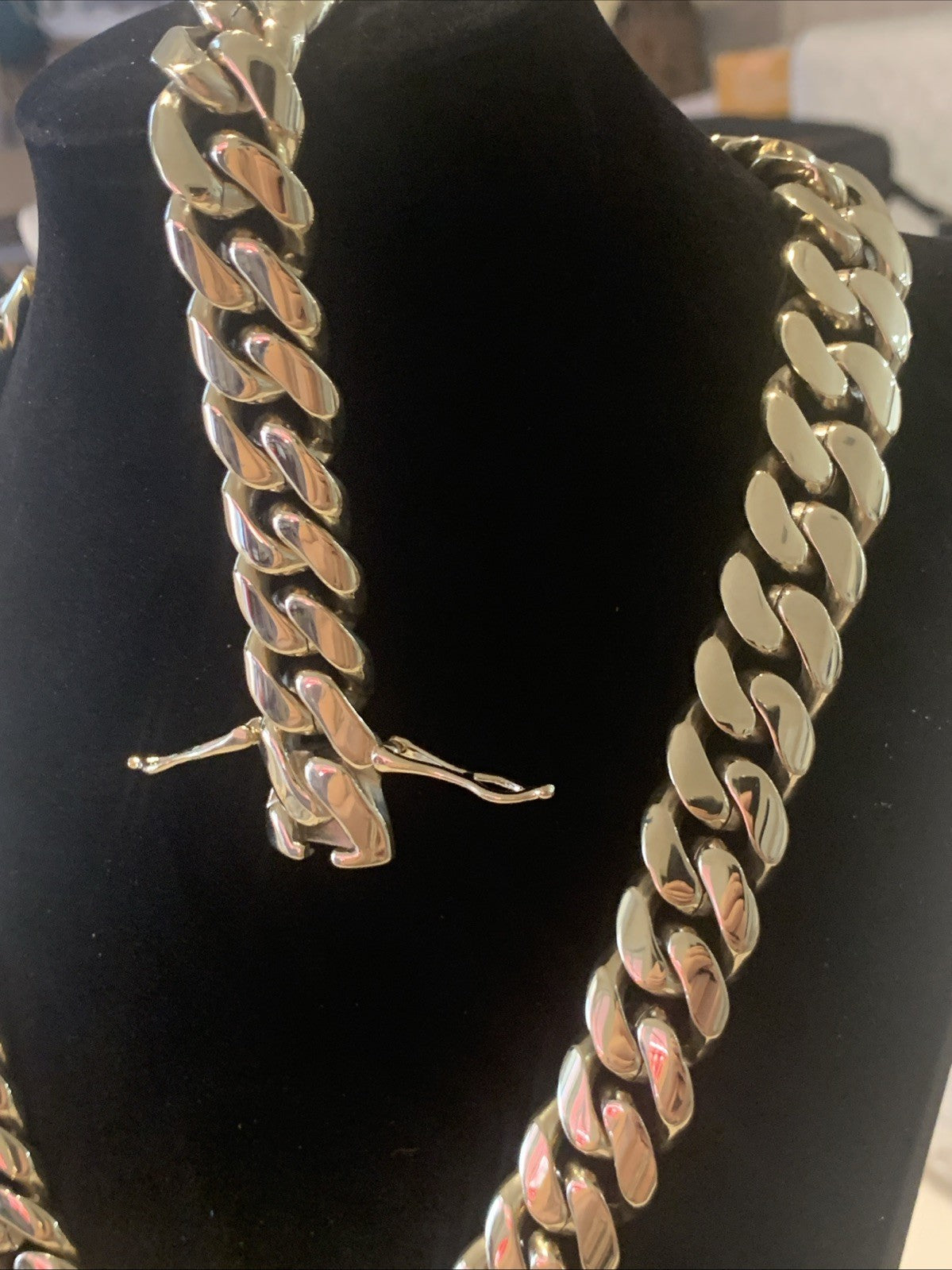 Cuban Link Chain 14k Gold-Plated 22-inch 18 mm & Bracelet 8.5”  18 mm, SS3