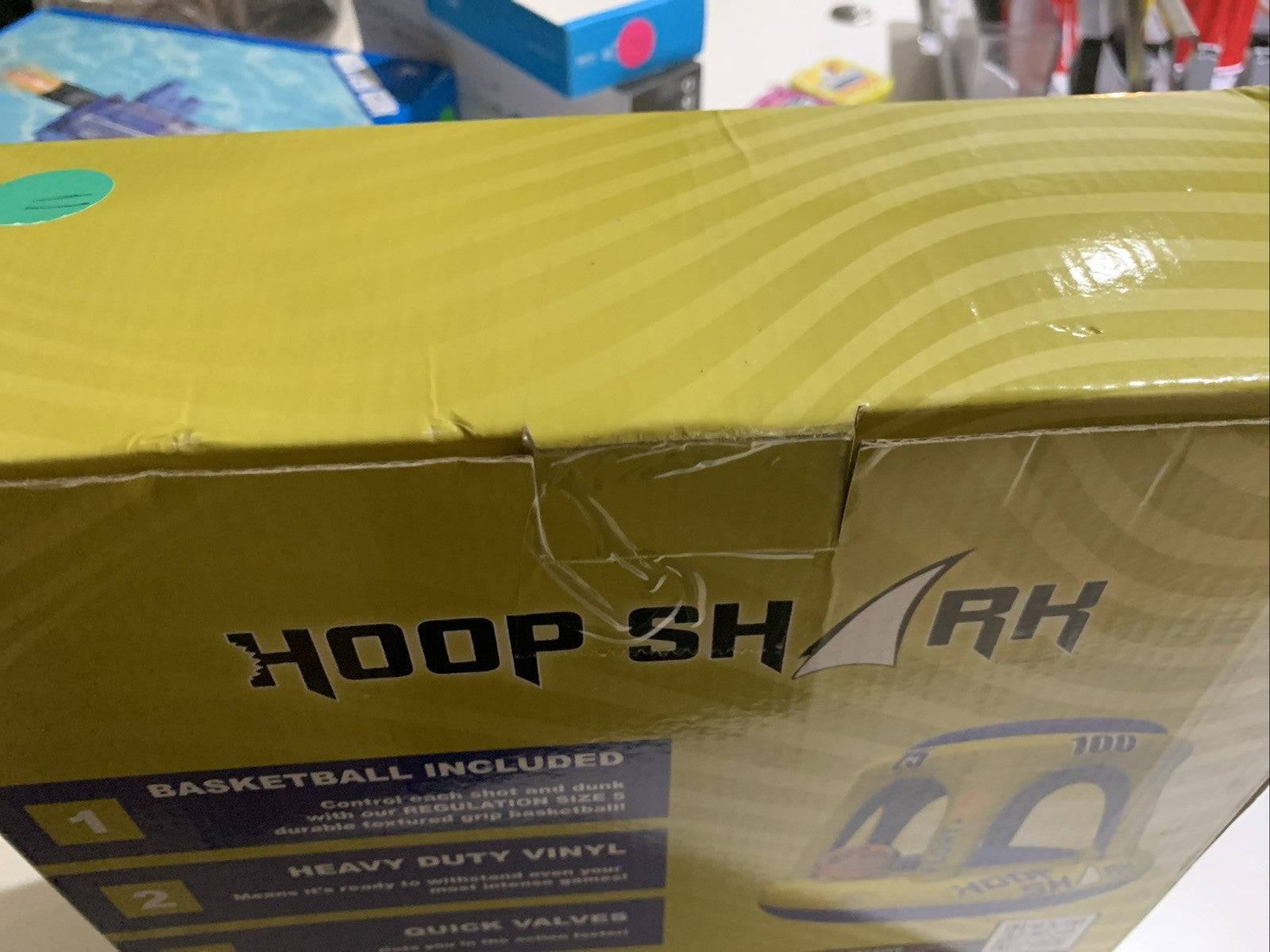 Swimming pool basketball hoop sat by hoop shark orange/blue NIB13