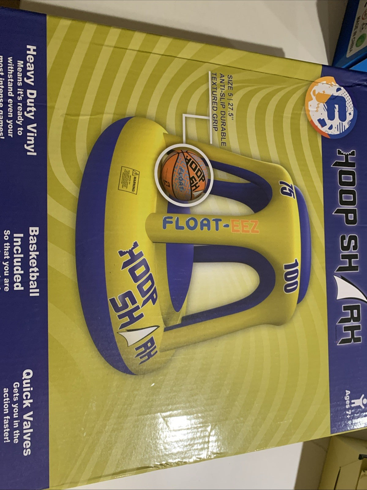 Swimming pool basketball hoop sat by hoop shark orange/blue NIB0