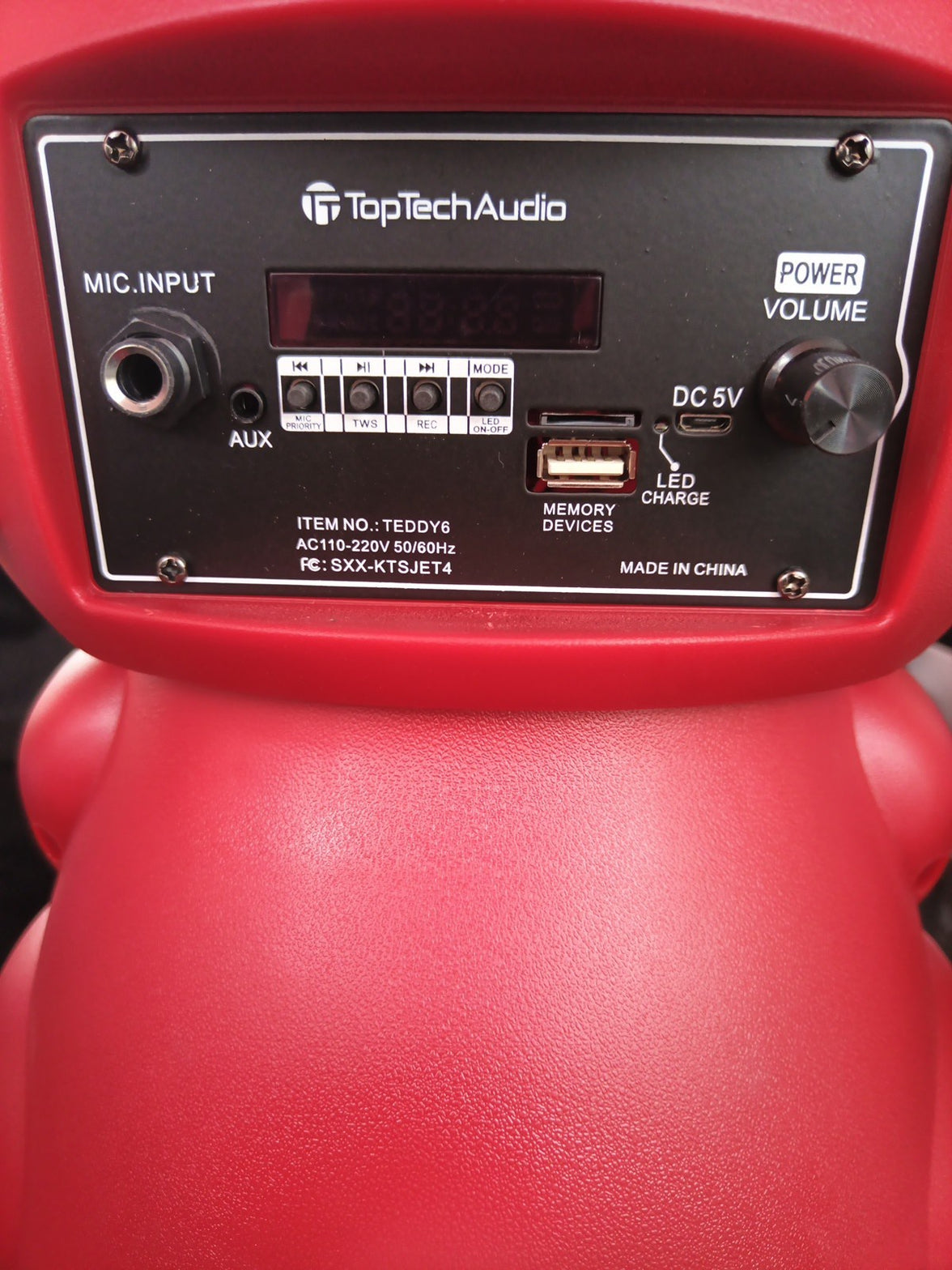 Teddy Bear 1500 Watts Portable Bluetooth Multimedia Speaker with LED light Red11