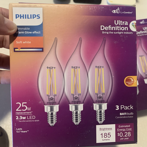 E12 Base LED 2 Boxes Total 6 Bulbs, 25W equivalent Soft White Light set1