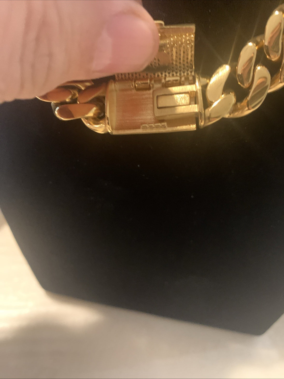Cuban Link Chain 14k Gold-Plated 24-inch 14 mm & Bracelet 8” 14mm, SS, “R”4