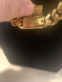 Cuban Link Chain 14k Gold-Plated 24-inch 14 mm & Bracelet 8” 14mm, SS, “R”4