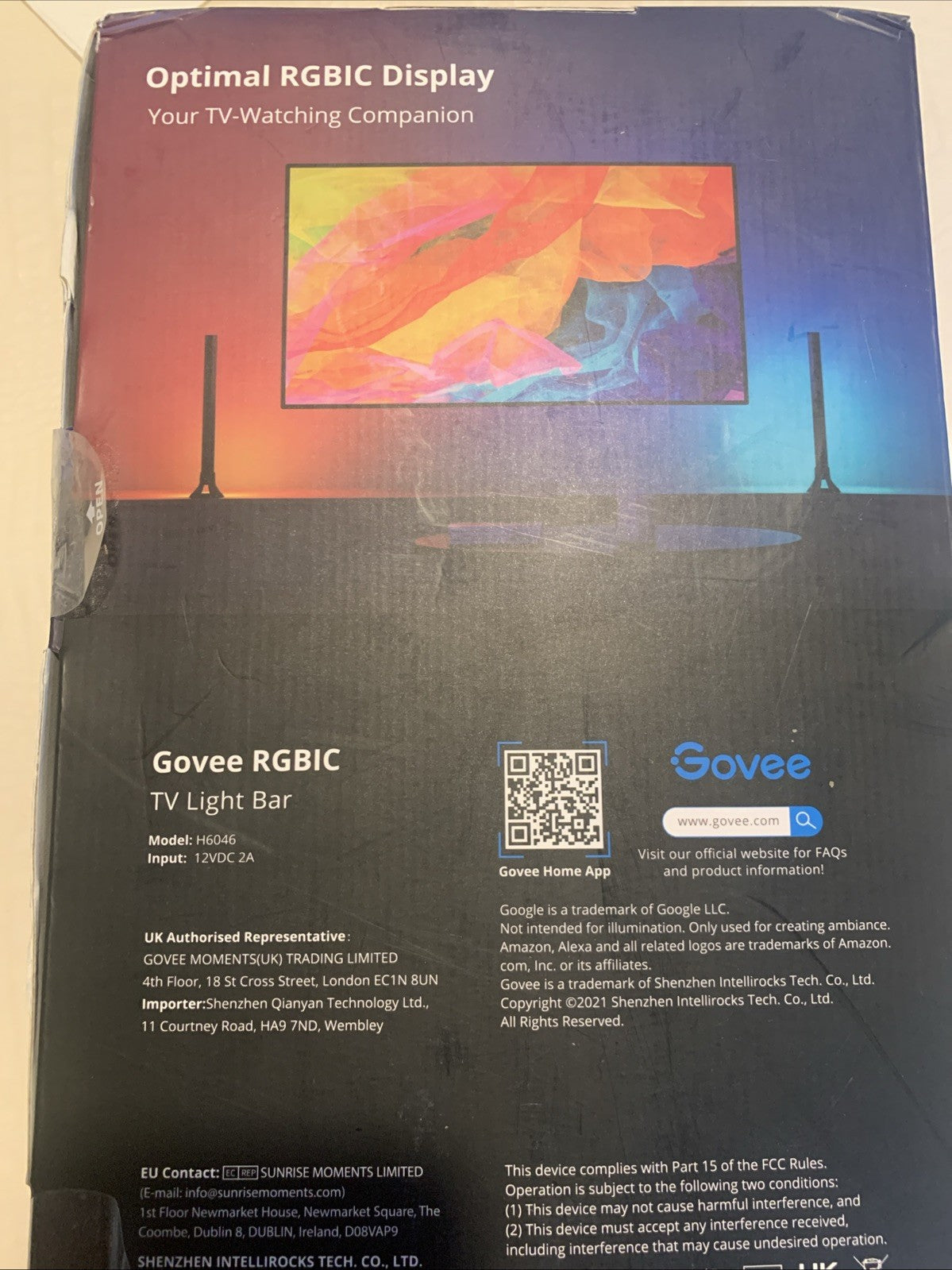 Govee H6046 RGBIC TV Light Bars Wifi TV Backlight 16" Black — Brand New3