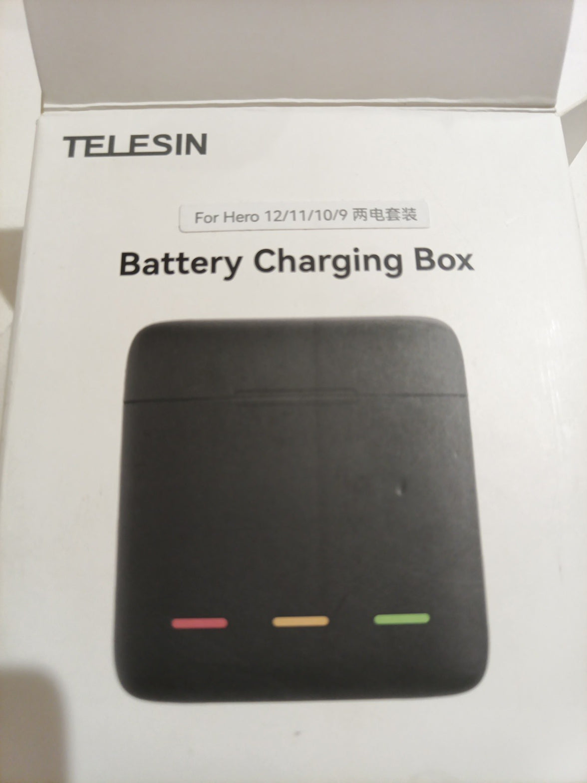 Telesin 3 Slot Per GoPro for Hero 9/10/11/12 Battery Charging Box W/2 Batteries 1