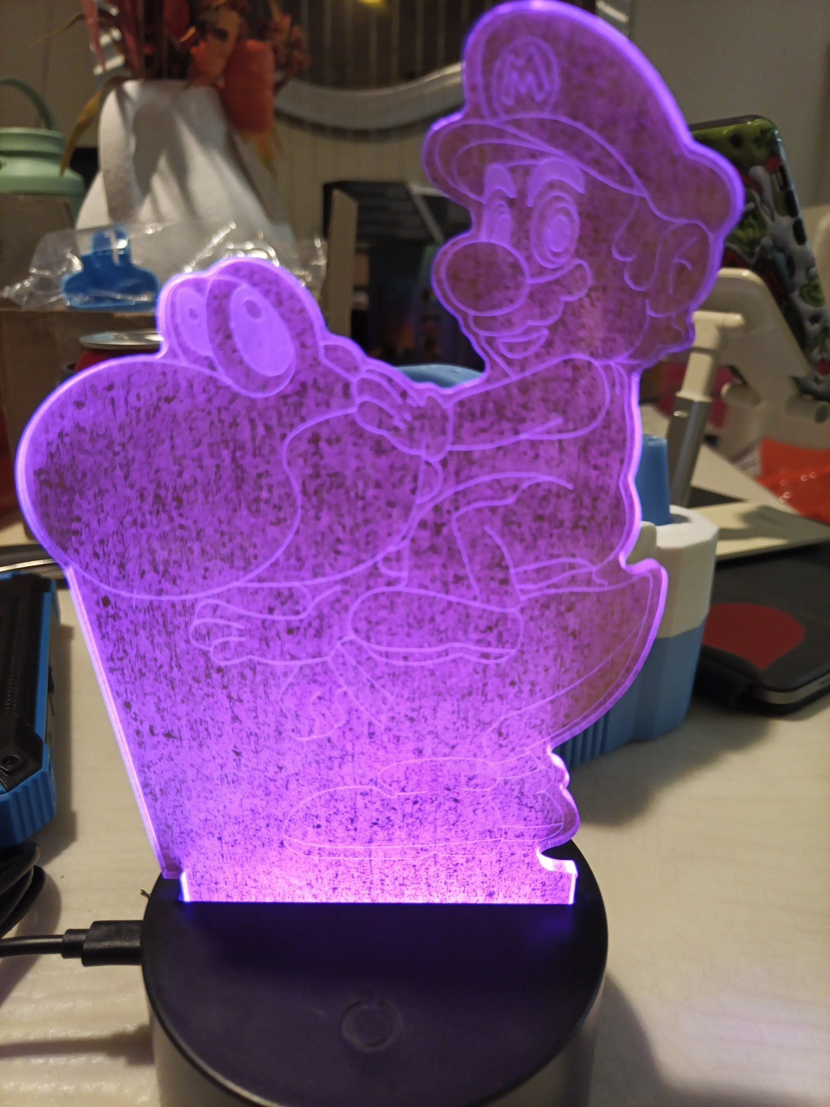 Mario 3D LED Lamp Night Light Seven Color USB or Battery 4