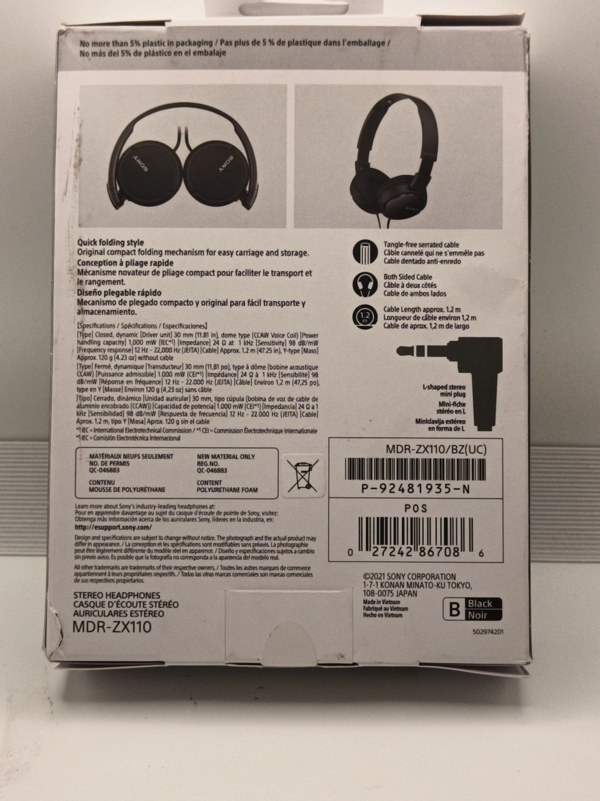 Sony MDRZX110 Monitor Wired Headphones - Black1