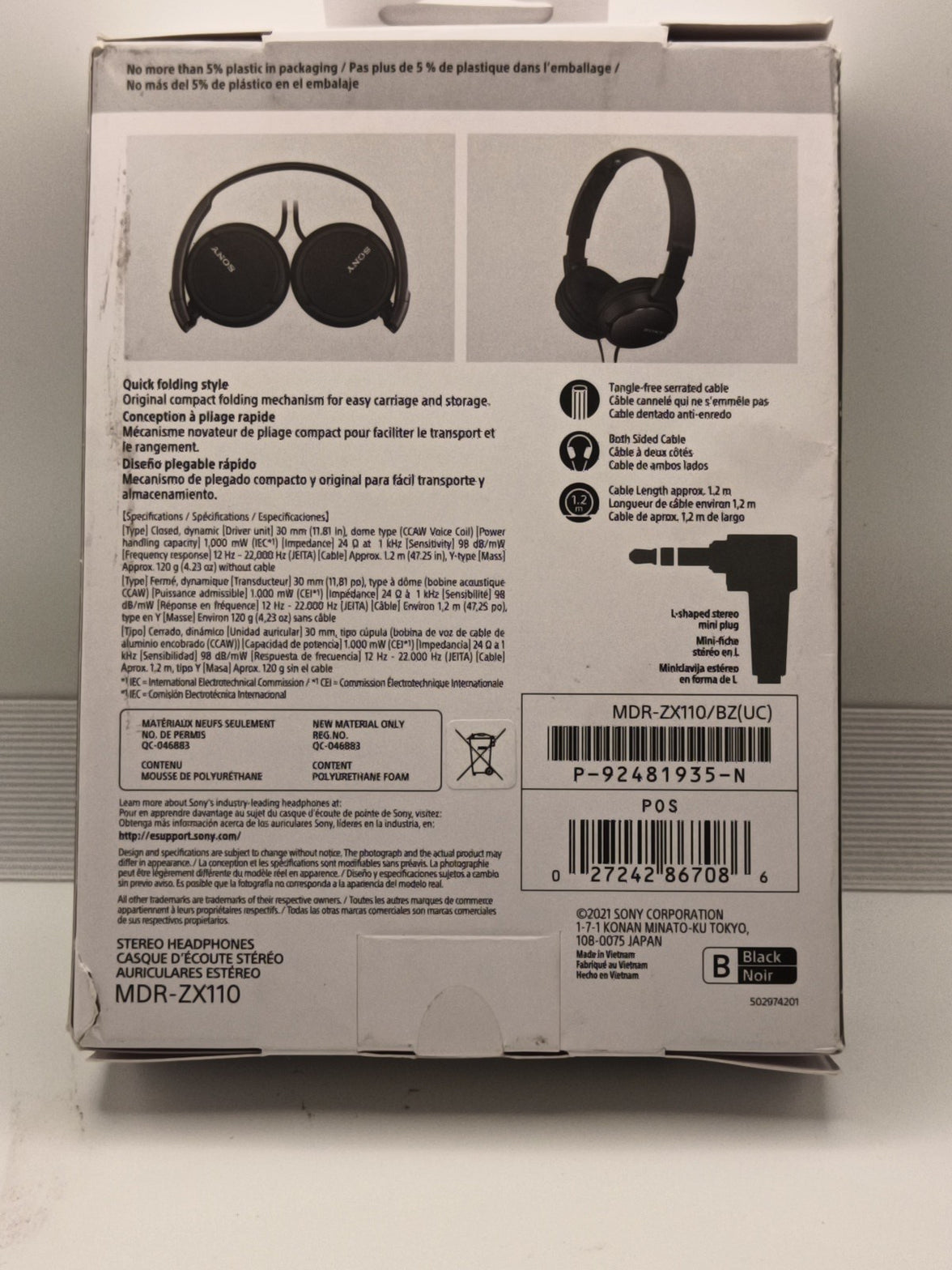 Sony MDRZX110 Monitor Wired Headphones - Black1