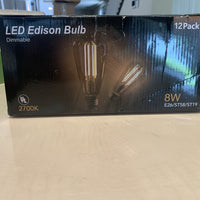 LED Edison Bulb 12 Pack ST58D6 2700K Dimmable E26/ST58/ST190