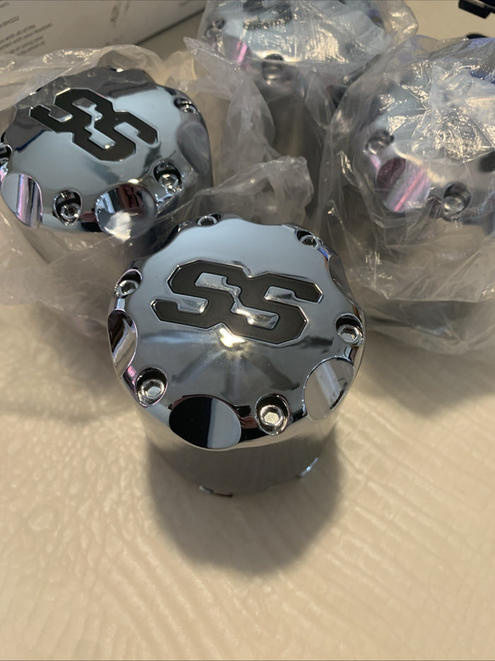 SET 4 Wheels Alloy Center Cap Push in Style Chrome SS Center Caps for Golf Cart 0