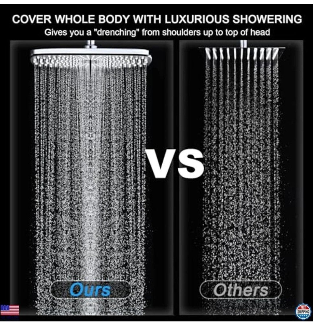 High Pressure Rain Shower Head: Premium System with Handheld Spray, 10 Settings2