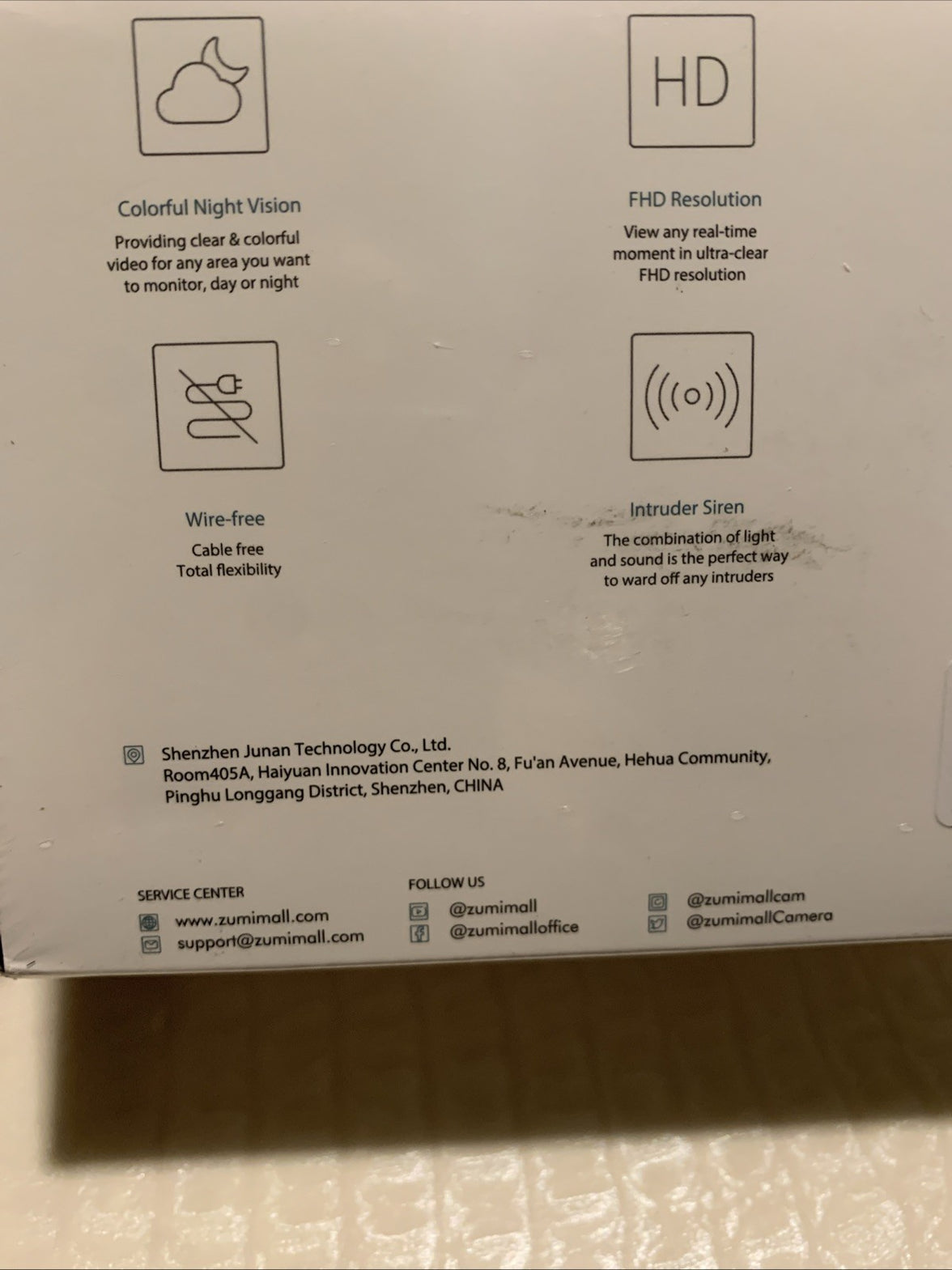 ZUMIMALL F5K Wireless In/Outdoor Security Camera 3 MP Night Vision Wifi Unopened5
