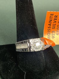 Men’s 925 Sterling Silver Cluster Ring, 2 CTW Of Moissanite. Size 110
