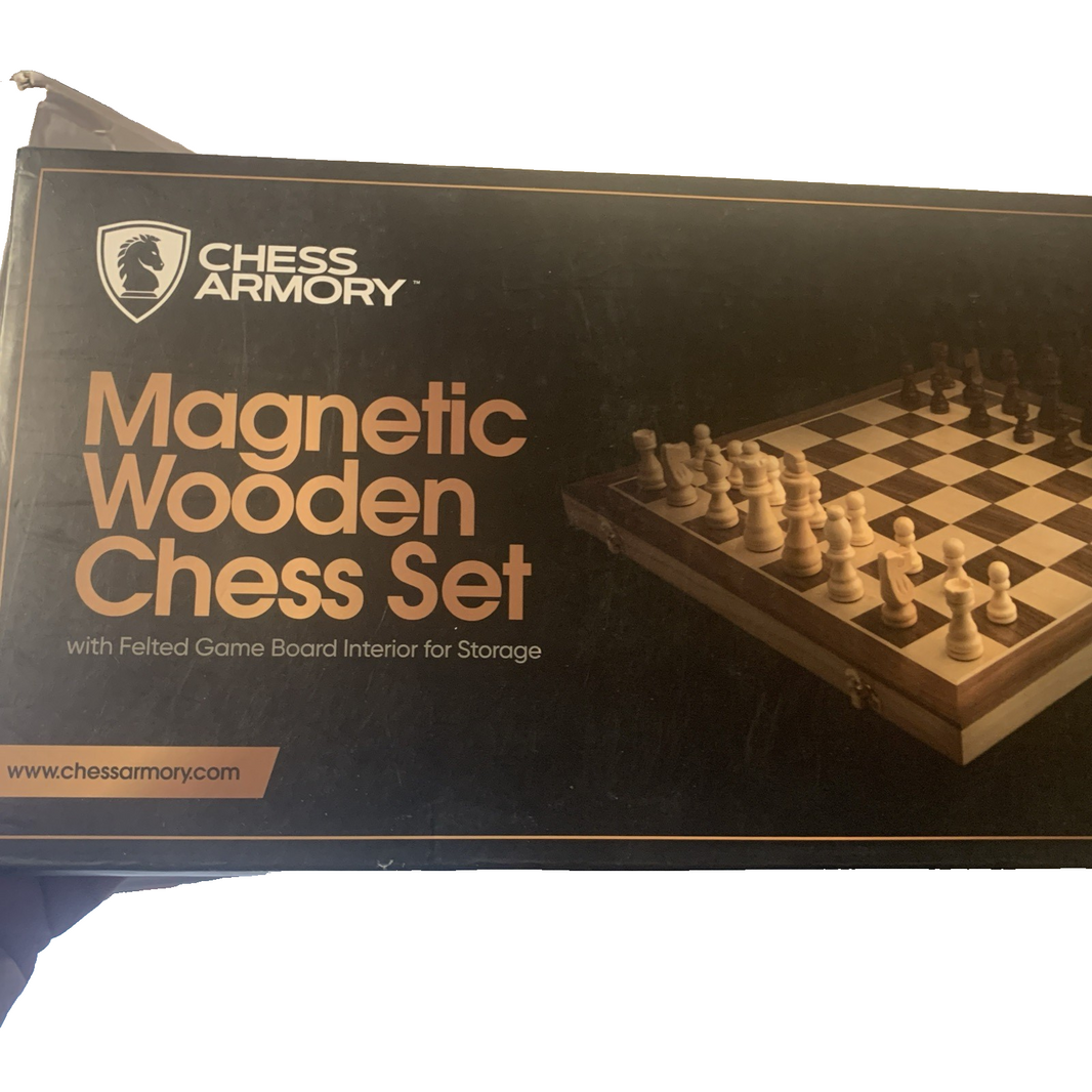 Chess Armory Magnetic 15 Inch Wooden Chess Set with Maple and Walnut board0