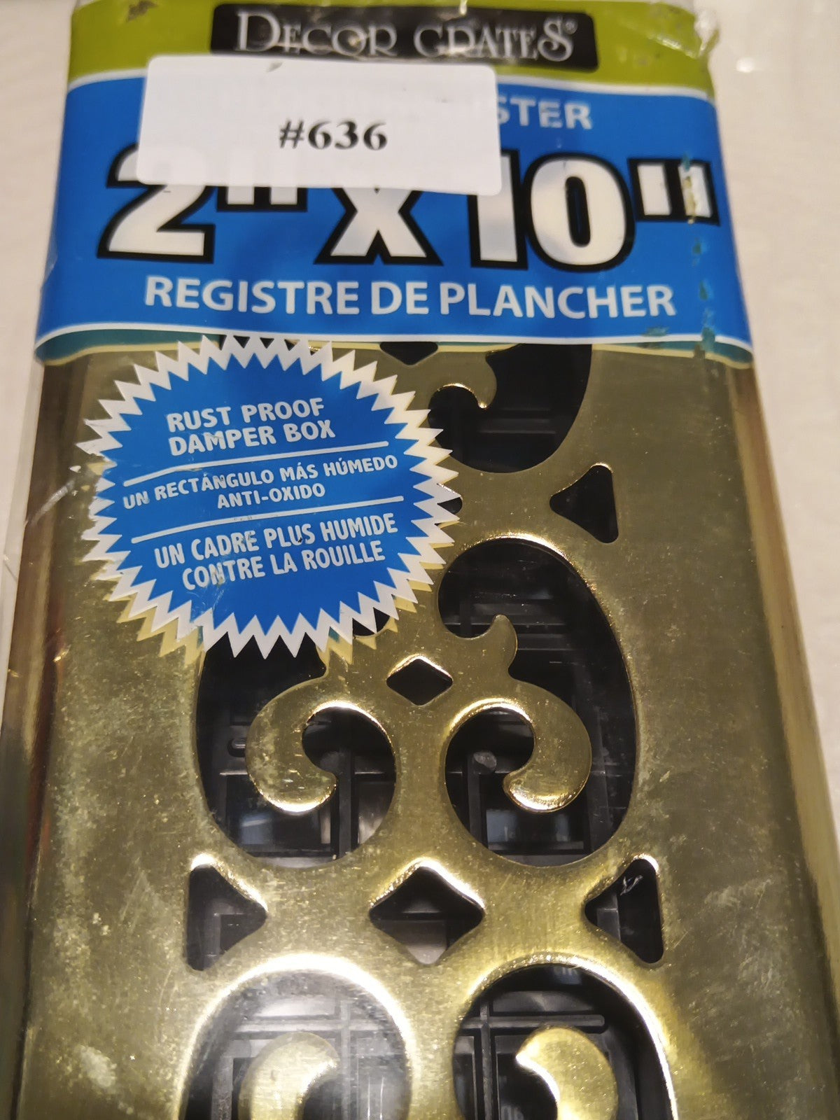 Decor Grates Scroll Steel Plated Brass Floor Register. 2"x12". Gold, SPH2102