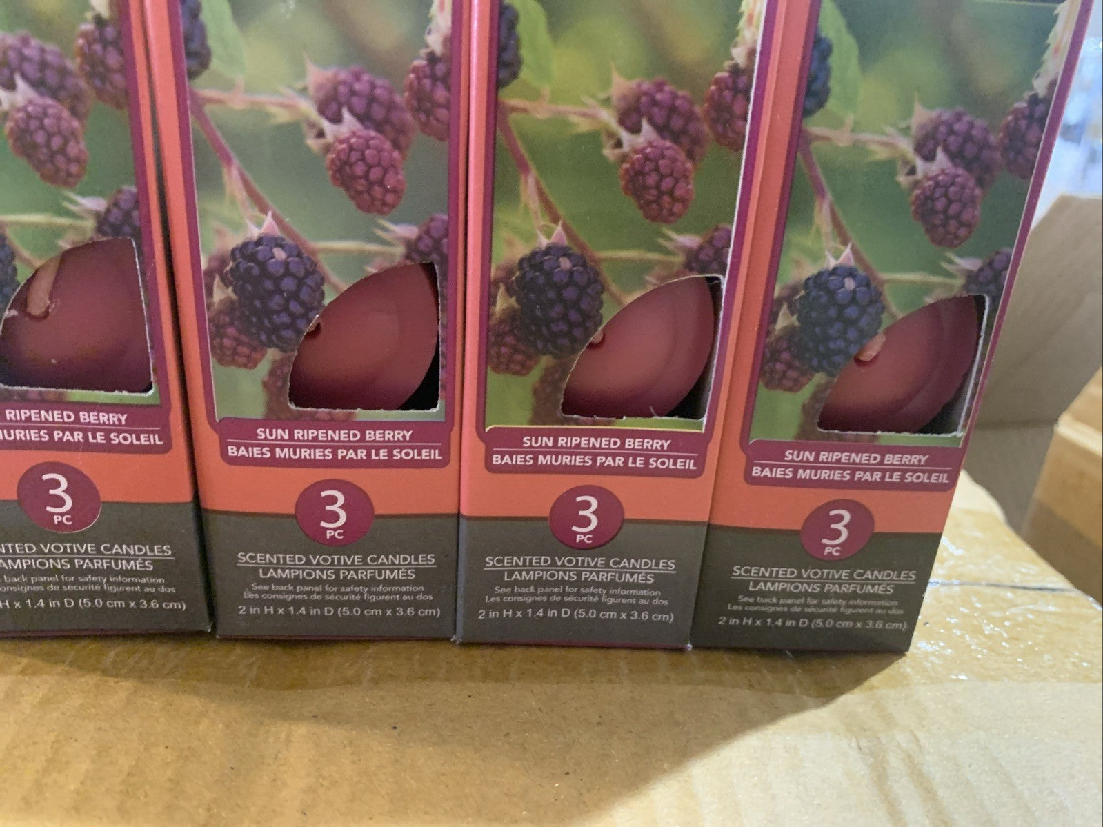 NEW 12 (5pac of 3) Luminessence Scented Votive Candles Sun Ripened Berry 2 inch3