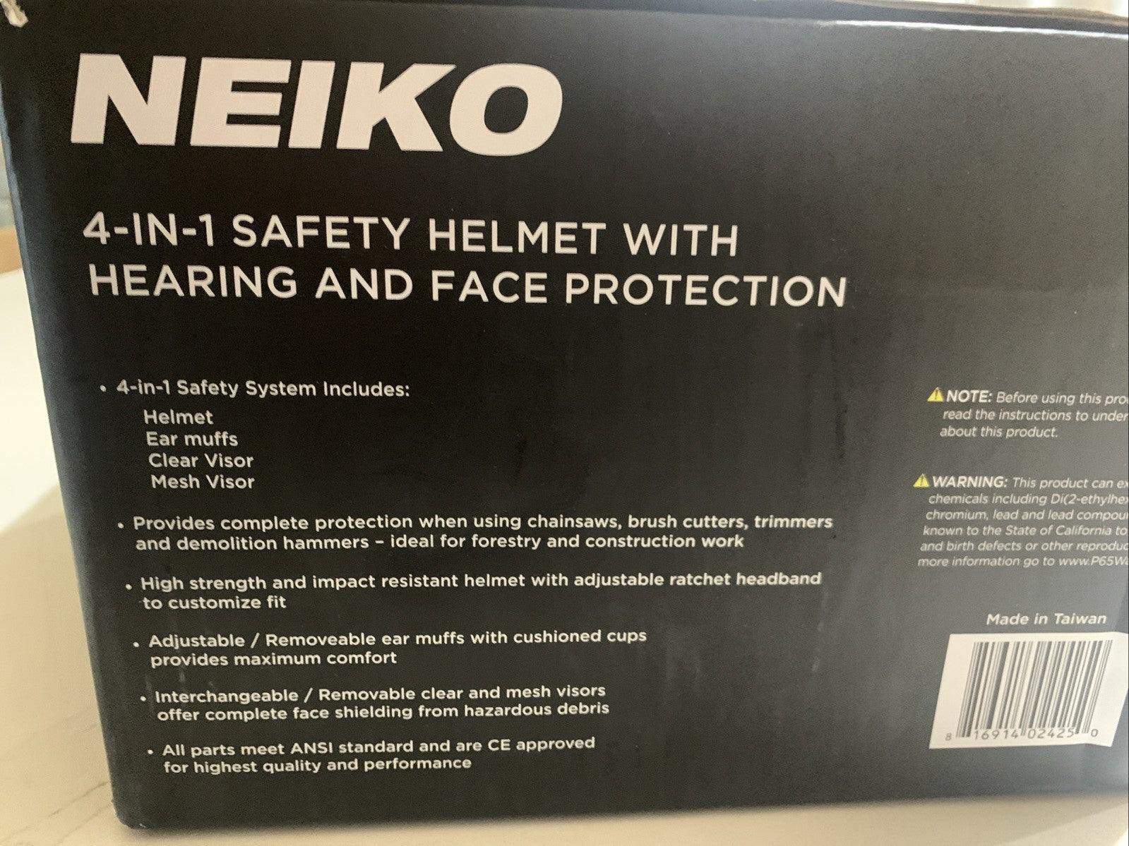 New Neiko 4-IN-1 Safety Helmet with Hearing and Face Protection in Origin Box7