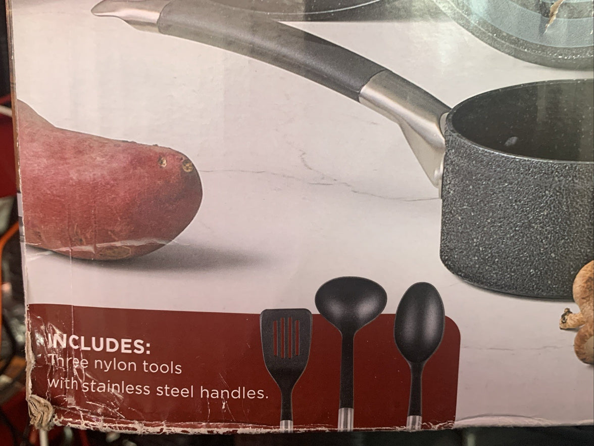 T-Fal Cookware Stone Force Nonstick Cookware Set 12 Piece See Photos3