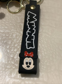 Pair Of Disney Mickey & Minnie Mouse Dale Bowser 3D Pendant Keychains Key Rings3