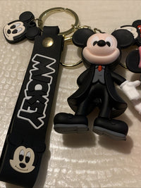 Pair Of Disney Mickey & Minnie Mouse Dale Bowser 3D Pendant Keychains Key Rings1