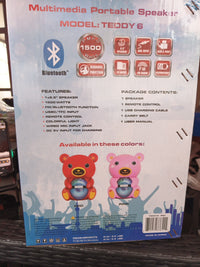 Teddy Bear 1500 Watts Portable Bluetooth Multimedia Speaker with LED light Pink 4