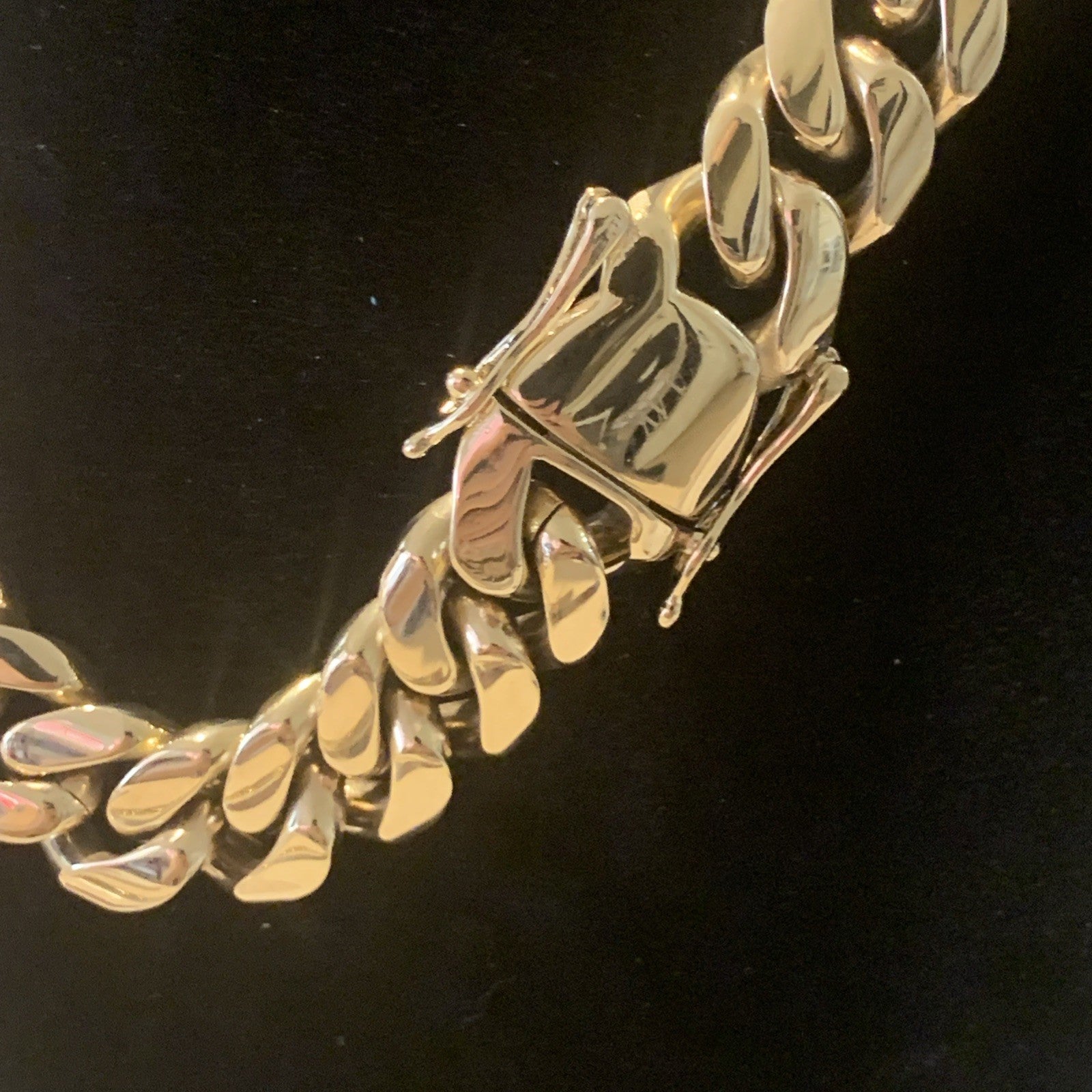 Cuban Link Chain 14k Gold-Plated 24-inch 14 mm & Bracelet 8” 14mm, SS, “R”7