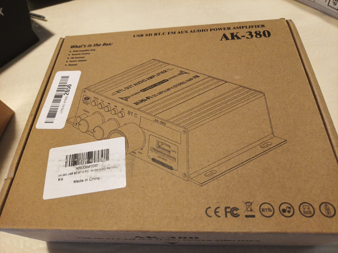 AK-380 USB SD BT.C FM AUX Audio Power Amplifier 400W+400W 2.0 CH HiFi Stereo ...0