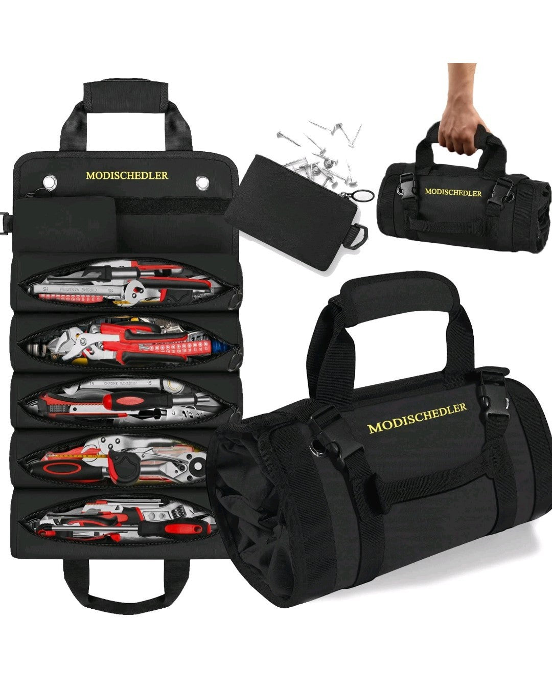 Tool Roll Bag Expanded 5 Compartments and 2 Removable Bags Portable3