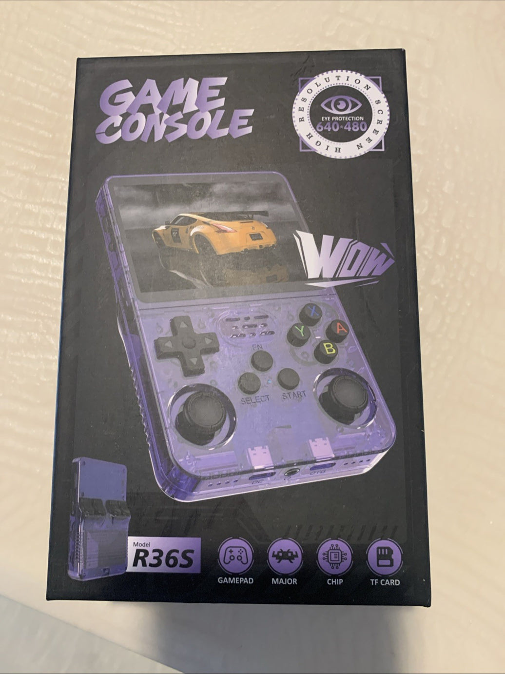 R36S Handheld Game Console 640x480 Quad-Core ARM 1GB RAM Purple 64 Gb TF Card0