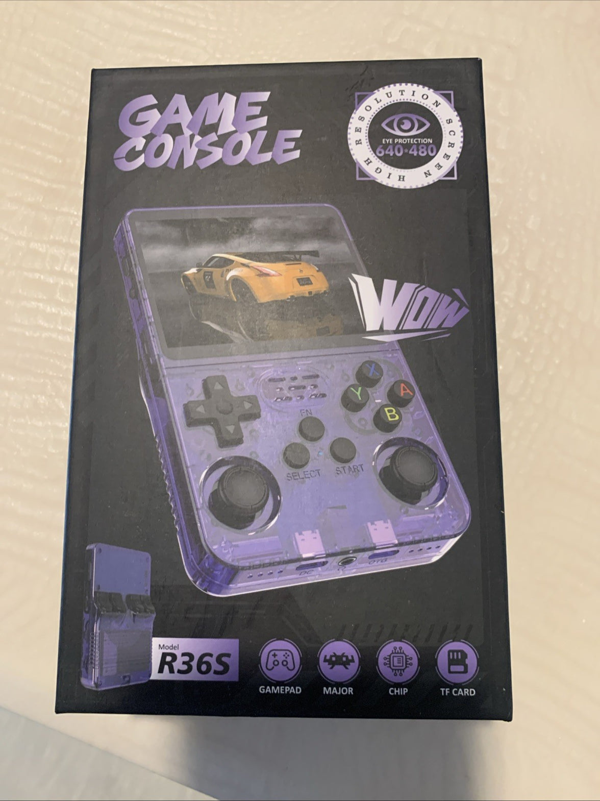 R36S Handheld Game Console 640x480 Quad-Core ARM 1GB RAM Purple 64 Gb TF Card0