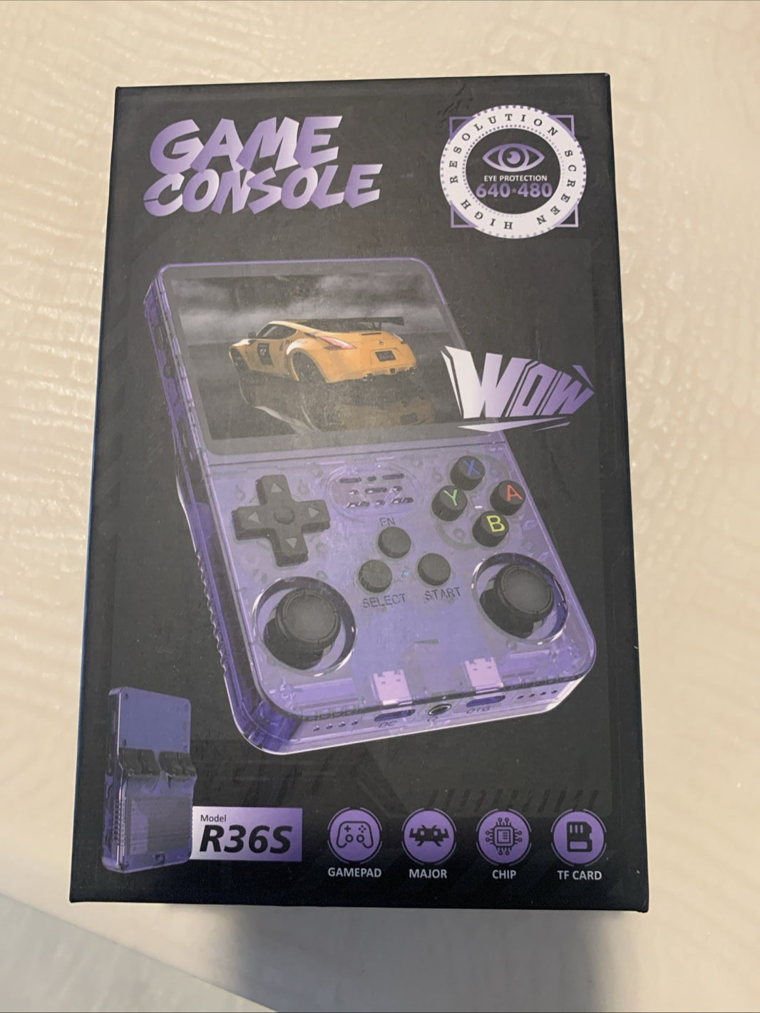 R36S Handheld Game Console 640x480 Quad-Core ARM 1GB RAM Purple 64 Gb TF Card0