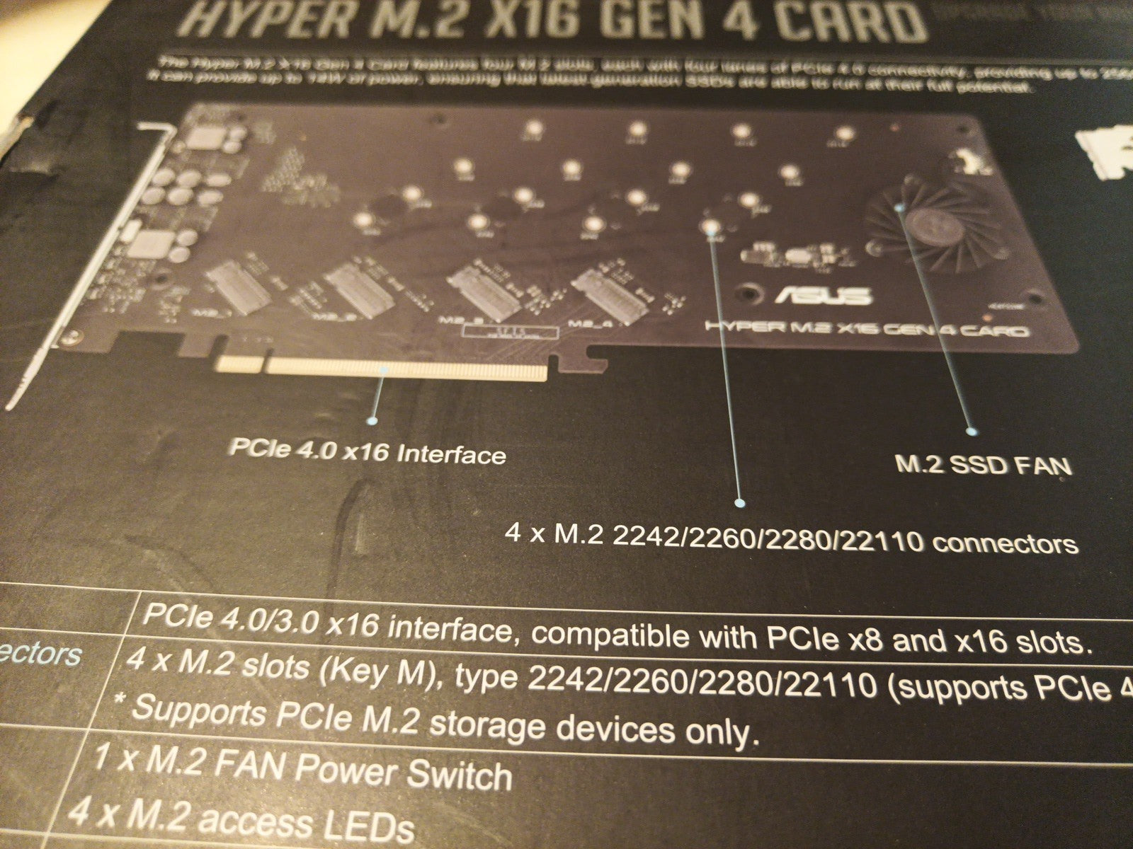 ASUS Hyper M.2 x16 Gen 4 Interface Cards/Adapter Internal - Open Box, New2