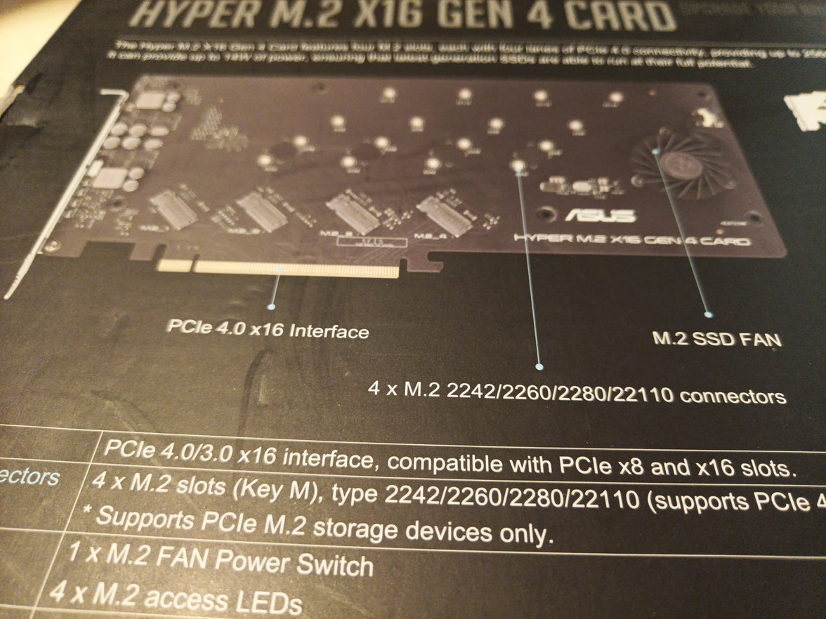 ASUS Hyper M.2 x16 Gen 4 Interface Cards/Adapter Internal - Open Box, New2