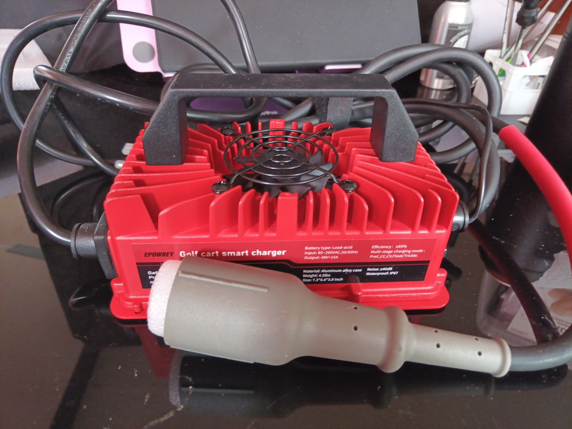 EPOWREY 48 Volt 15 AMP Golf Cart Battery Charger Golf Cart 3-Pin Round Plug0